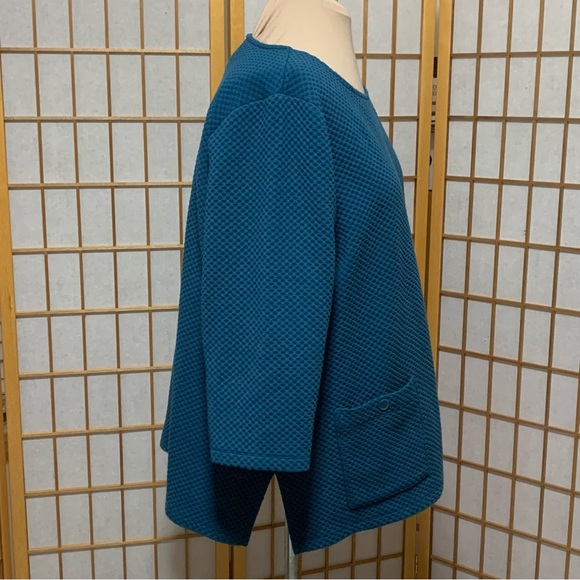 Coldwater Creek teal, waffle-weave tunic, size 3X. - Picture 4 of 8